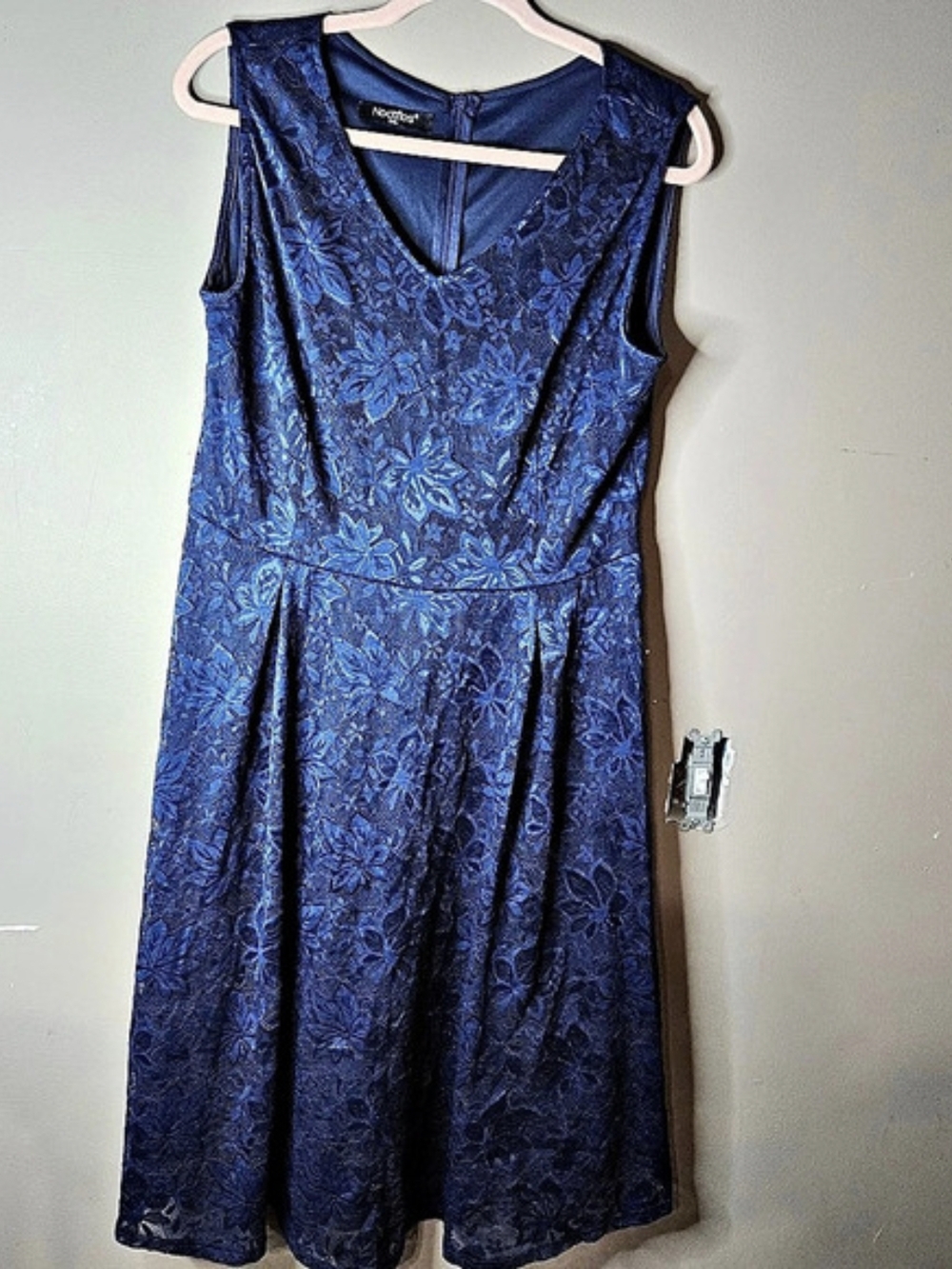 Noctflos Floral Lace Midi Dress in Blue Size XXL NWT ptp 23" Length 43"